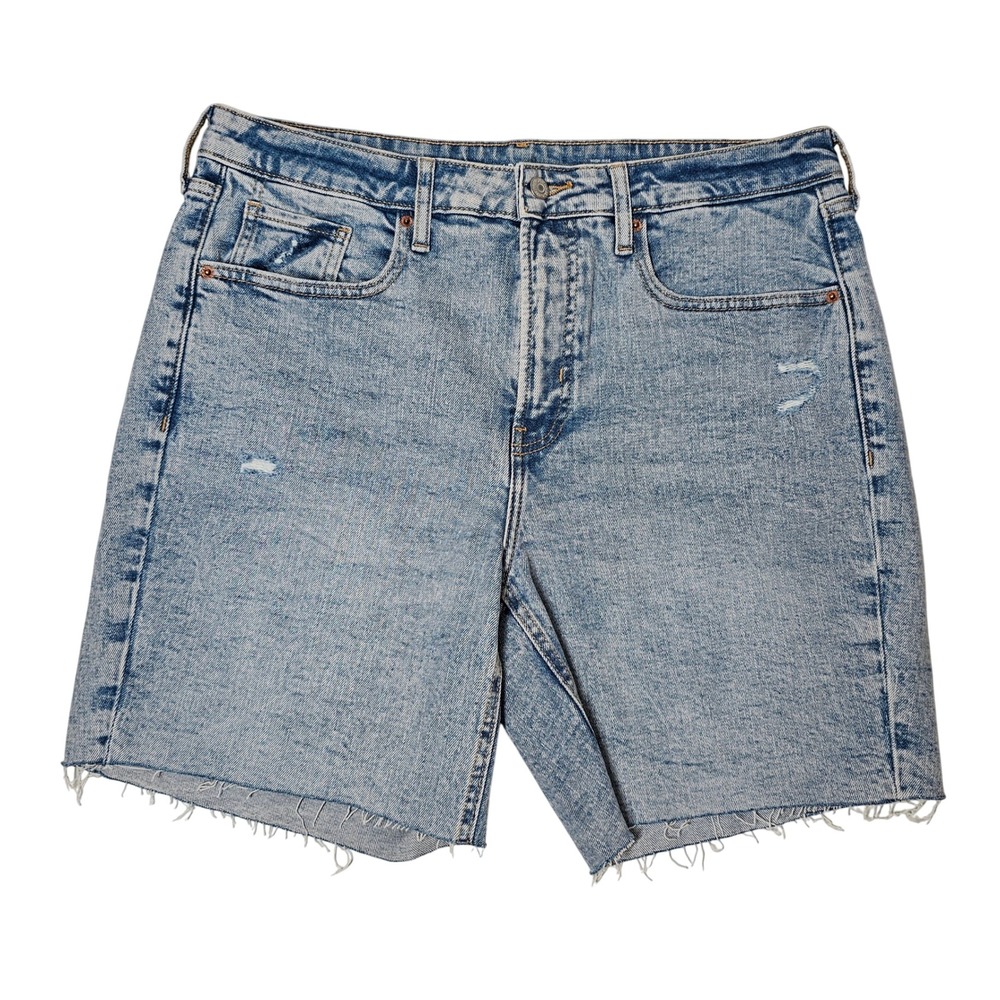 Old Navy O.G. Straight High-Rise Cut Off Distressed Denim Shorts 16 Light Wash